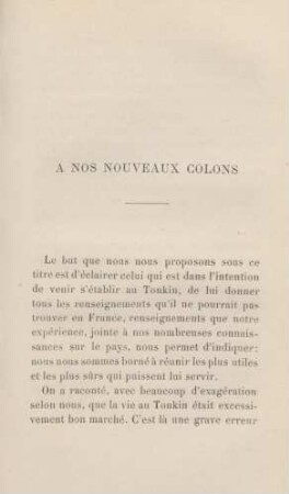 A nos nouveaux colons