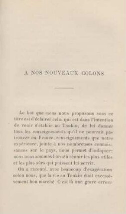 A nos nouveaux colons