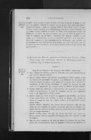 4.) Kaiserliches Decret über die Continentalsperre