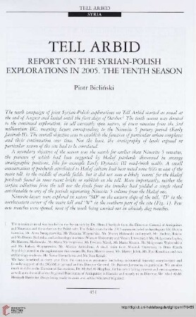 17: Tell Arbid : report on the syrian-polish explorations in 2005. The tenth season