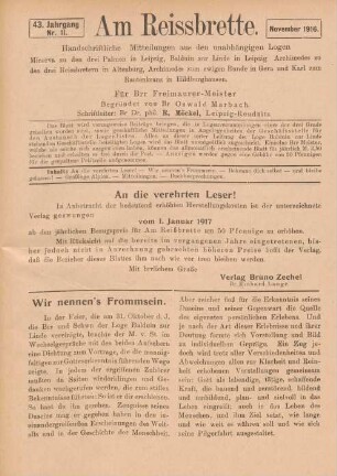Nr. 11. November 1916.