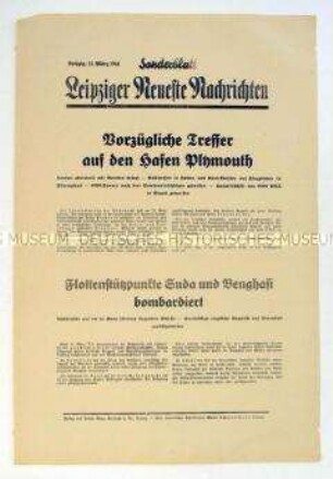 Sonderblatt der "Leipziger Neuesten Nachrichten" zur Bombardierung des Hafens von Plymouth