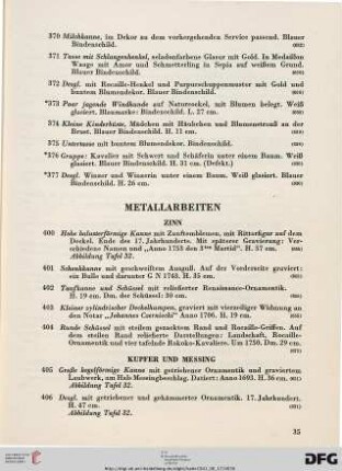 Metallarbeiten (Nr. 400-424)