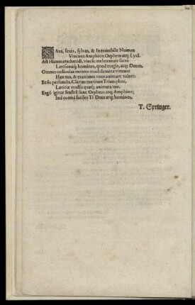Dedikationsgedicht auf Andreas Hammerschmidt von T. Springer