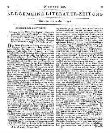 Italienische medicinisch-chirurgische Bibliothek oder Uebersetzungen und Auszüge aus den neuern Schriften italienischer Aerzte und Wundärzte. Bd. 2, St. 1. Hrsg. von K. G. Kühn und K. C. L. Weigel. Leipzig: Müller 1794