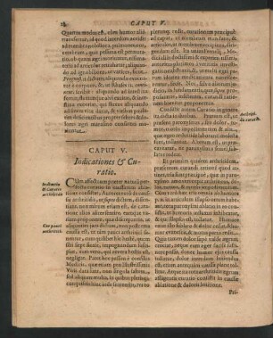 Caput V. Indicationes & Curatio.