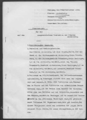 Aichelberg (Aichwald): Pfarrbericht 1934