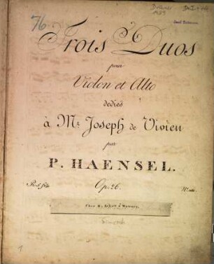 Trois duos pour violon et alto : op. 26
