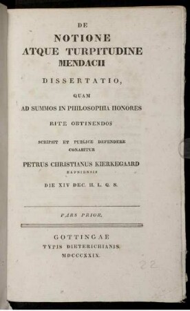 Ps. 1: De notione atque turpitudine mendacii. Ps. 1