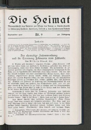 September 1930, Nr. 9, 40. Jahrgang