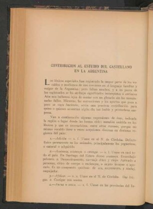 Contribución al estudio del castellano en la Argentina