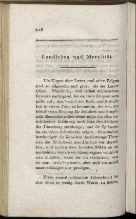 Landleben und Moralität.