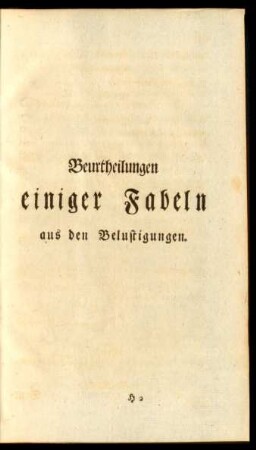 Beurtheilungen einiger Fabeln aus den Belustigungen