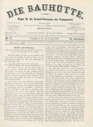 No. 23. Frankfurt a. M., den 5. Juni 1909. 52. Jahrgang.