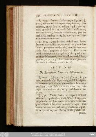 Sectio III. De secretione liquorum salivalium.