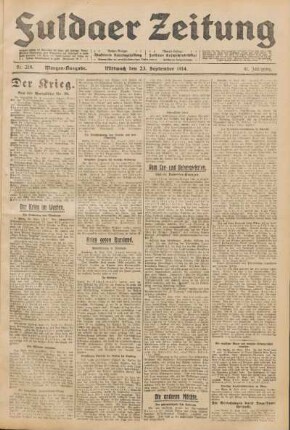 Ausgabe vom Mittwoch, den 23. September 1914.