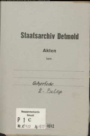 Belegakten zu den Heiraten der katholischen Gemeinde Scherfede, Kreis Warburg (1808-1812)
