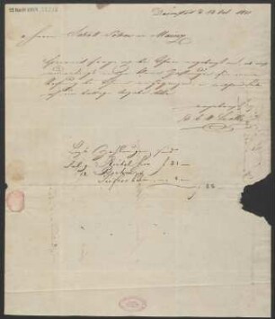 Brief an B. Schott's Söhne : 14.10.1831