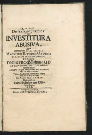 Dissertatio Iuridica De Investitura Abusiva