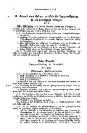 3. Entwurf eines Gesetzes, betreffend die Zwangsvollstreckung in das unbewegliche Vermögen.