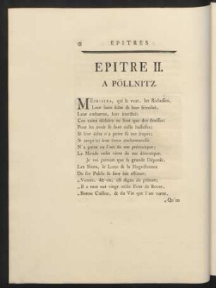 Epitre II. A Pöllnitz.