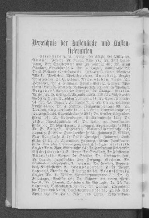 Verzeichnis der Kassenärzte und Kassenlieferanten.