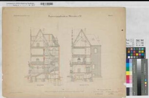 Münster (Münster) Regierungsgebäude (Inventarzeichnung) Blatt 8 Schnitte 1890 1 : 100 50 x 68 Lithographie: Bogdan Gisevius, Berlin Niermann; Butz KSM Nr. 1310,24