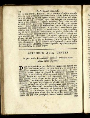 Appendix Alia Tertia In qua ratio determiinatur quomodo Dæmones naturalibus rebus fugantur.