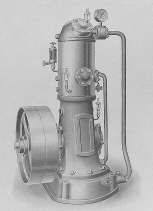 Stehender Kompressor für Riemenantrieb : Technikgeschichte | Industrie und Technik | Gebläse (Luftpumpen, Ventilatoren)