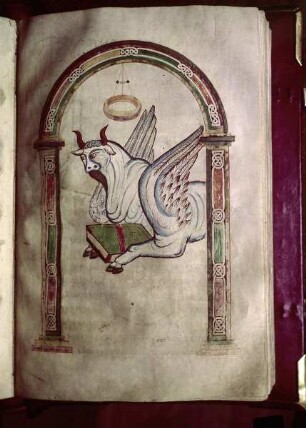 Codex Millenarius — Symbol des Evangelisten Lukas: Stier, Folio 175recto