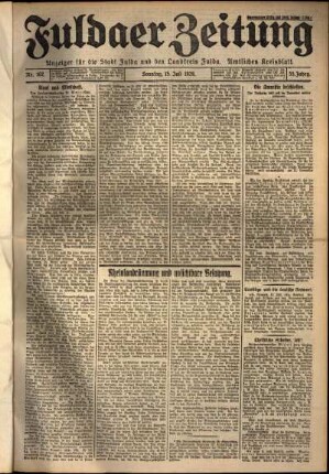 Erste Ausgabe vom Sonntag, den 15. Juli 1928.