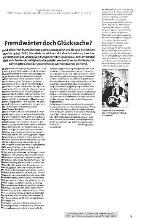 Fremdwörter doch Glücksache?