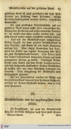 IX. Reichshofräthe von der augsburgischen Konfession
