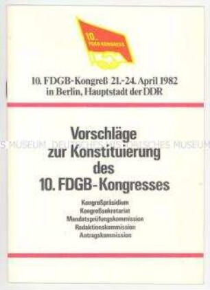 Broschüre für Delegierte des 10. FDGB-Kongresses