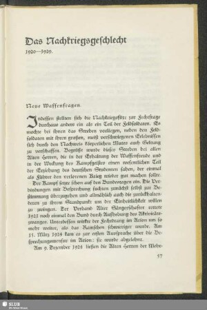 Das Nachkriegsgeschlecht 1920-1929