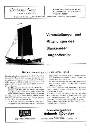 Veranstaltungen und Mitteilungen des Blankeneser Bürger-Vereins