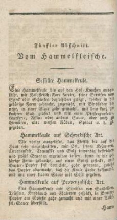 Fünfter Abschnitt. Vom Hammelfleische