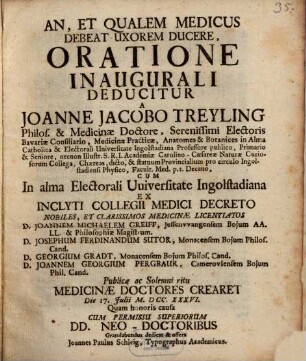 An, et qualem medicus debeat uxorem ducere