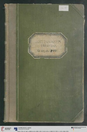 [Band 5]: Erwerbungsbücher der Antikensammlung: Antiquarium Inventar No 30916-31891