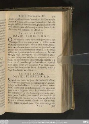 Epistola LXXXII. Davidi Floritio S. D.