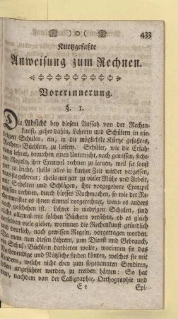 Kurtzgefaßte Anweisung zum Rechnen