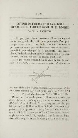 Convexité de l'ellipse et de la parabole definies par la propriété focale de la tangente.