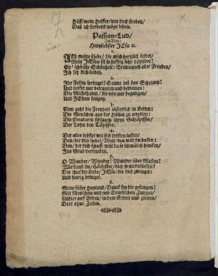 Passion-Lied/ Im Thon: Hertzliebster Jesu [et]c.