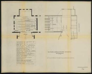 Stadttheater, Osnabrück: Bühnengrundriss und Bühnenlängsschnitt 1:100