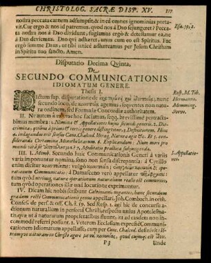 Disputatio Decima Quinta, De Secundo Communicationis Idiomatum Genere.