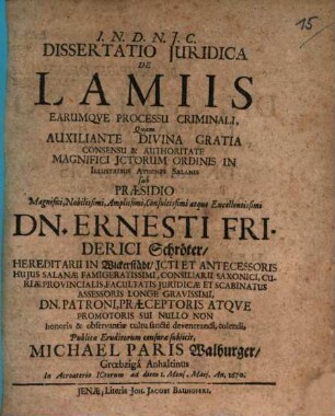 De lamiis earumque processu crim.