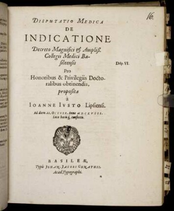 Disputatio Medica De Indicatione [...]