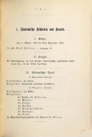 Personalbestand der Großherzoglich Hessischen Ludwigs-Universität zu Gießen. 1890. SS.