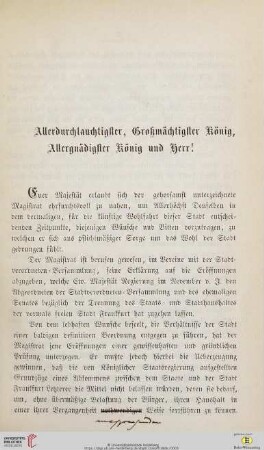 Allerdurchlauchtigster, Großmächtigster König, Allergenädigster König und Herr!