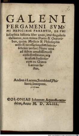 De philosophica historia liber unus